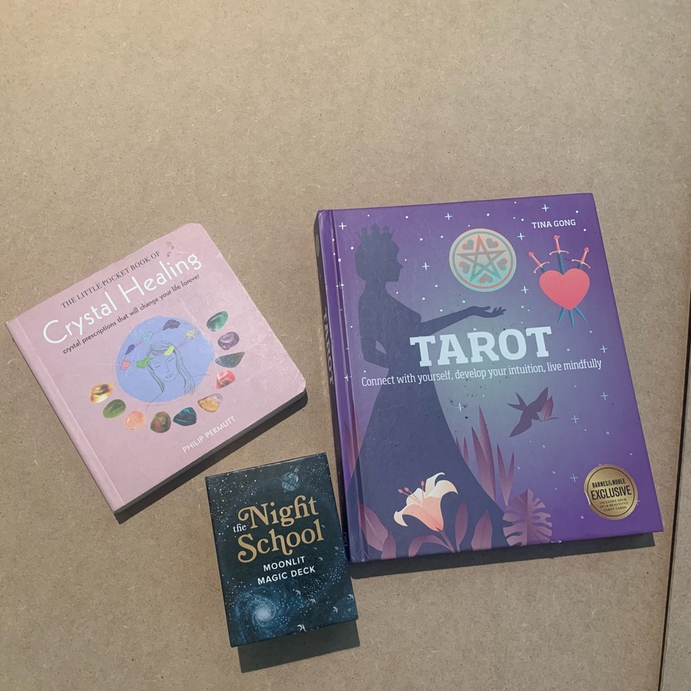 Tarot Book & Crystal Healing and Night school Tarot cards  Bundle